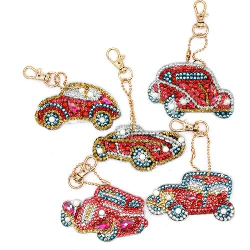 DIY Car Accessories Diamond Painting Keychains Pendant Full Drill Special Shaped Diamond Painting Cross Stitch Embroidery Craft