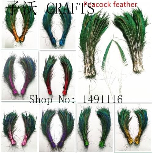Diy jewelry decorative accessories, 10 pc 35-40cm / 14-16 inch beautiful natural peacock feather