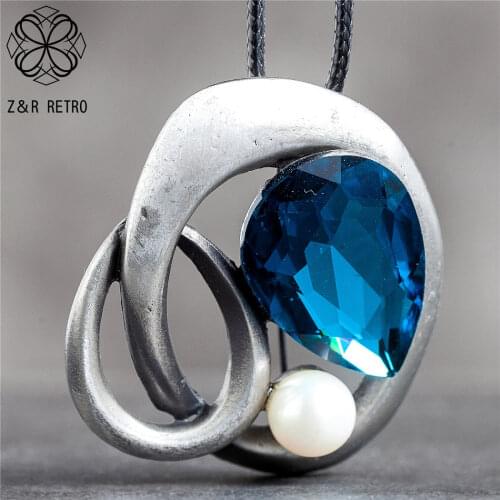 Long Necklace for Women Vintage Jewelry Crystal Pendant Beads 2021 Suspension Rope Chains Choker Wholesale Jewellery Hotsale New