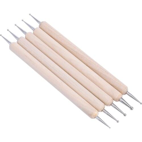 Hot Sale Wooden Nail Art Brush drill Manicure Pencil Nail Art Brush Accessories For Nail Decoration DIY Dotting Tools 5PCS
