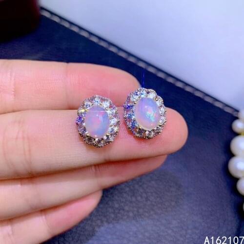 Exquisite Jewelry 925 Sterling Silver Natural White Opal Girl Luxury Popular Simple Oval OL Style Gem Earrings Ear Stud Support