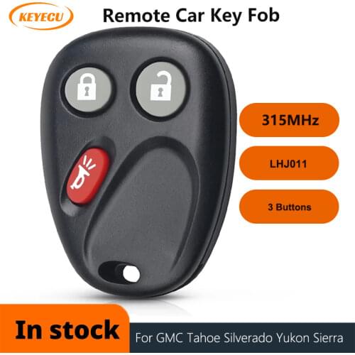 KEYECU 315MHz 3 Buttons Keyless Entry Remote Key Fob LHJ011 Fit for GMC Tahoe Silverado Yukon Sierra Avalanche Tahoe 2003-2006