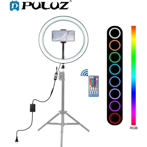 PULUZ 12" Photo Video Selfie LED Ring Light Dimmable RGB Full Color Lighting Phone Holder Kit For Live Stream Photo Video Makeup