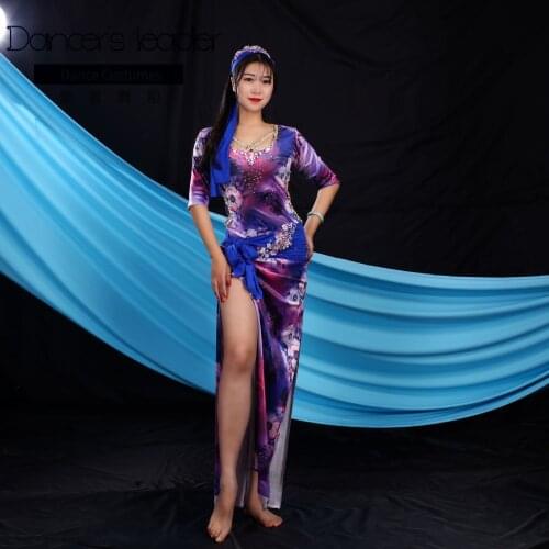 High-end custom belly dance suit velvet folk robe children adult elegant oriental dance professional competition costume