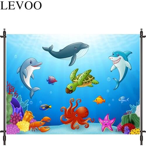LEVOO photography background underwater world shark sea turtle birthday prop fabric photography backdrop photocall photobooth