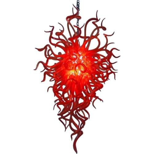 Murano Glass Chandelier Lightings Long Light Fixture Island LED Lights 36 Inch Art Glas Red Chandeliers Furniture Living Room