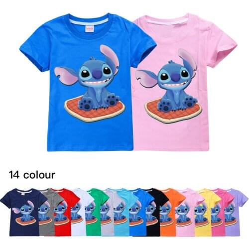 Stitch Fashion Clothes Children Tees Short-sleeved T-shirts Boys Toddler Girl T Shirt Baby Tops Youth Clothing Kids Summer Shirt