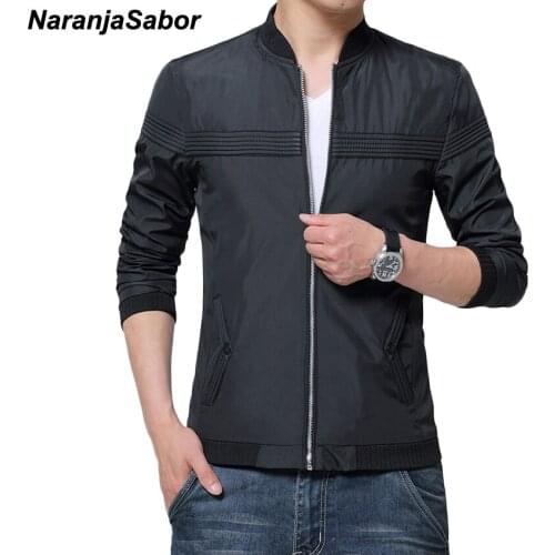 NaranjaSabor Spring Autumn New Mans Jacket Casual Fashion Slim Fit Teens Zipper Bomber Jacket Male Coats Men Brand Clothing 4XL