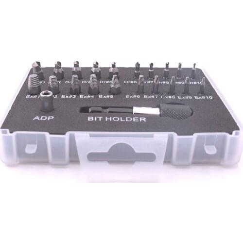 22pcs Screw Extractor Set High-Speed Steel Reverse Thread Take out Tool Broken Bolt Extractor