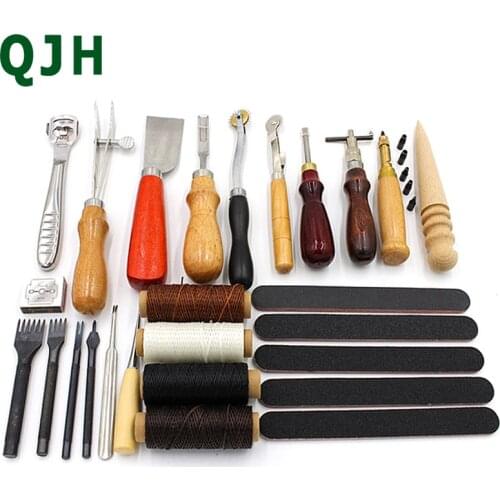 Leather Craft Tools Kit Hand Sewing Stitching Punch Carving Work Saddle punching Cutting tool