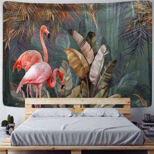 Tropical Plant Printed Tapestry Wall Hanging Nordic Ins Home Living Room Bedroom Fabric Hanging Painting Background Decoration