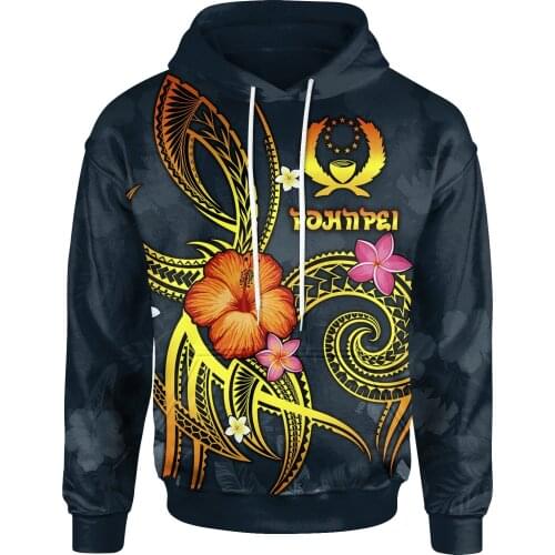 Newest Island Country Flag Pohnpei Polynesian Culture Retro Tattoo Tracksuit Men/Women 3DPrint Harajuku Jacket Zipper Hoodies B5