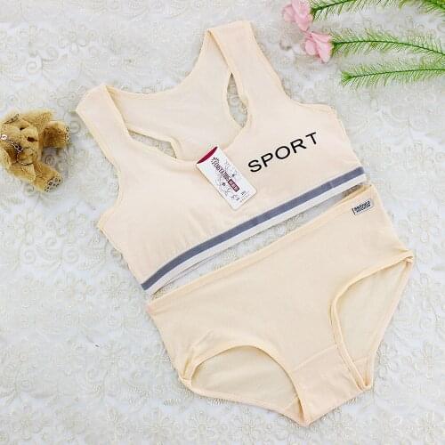 New Lovely Bra Girls Underwear Cotton Bra Vest +Briefs Sets Children Underclothes Sport Undies Bustier Crop Top wholesale