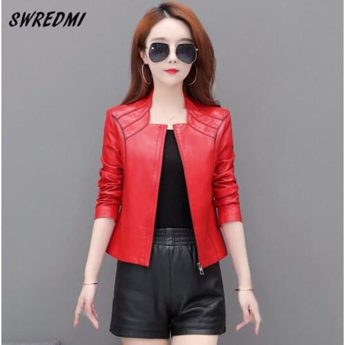 New Women Leather Jacket Plus Size S-5XL Leather Coat High Quality Faux Leather Clothing Autumn Fashion Jackets Female SWREDMI