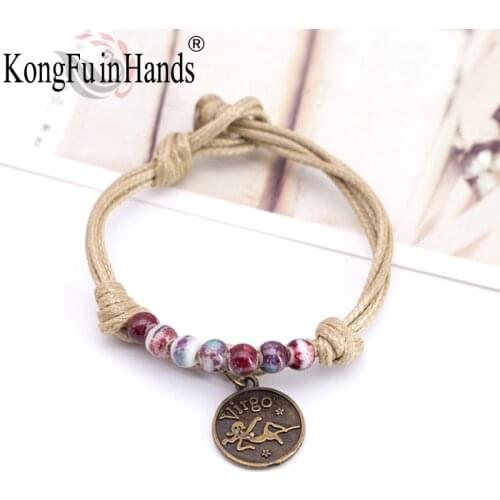 Original Handmade Design Ceramic Bracelet Leo Virgo Aries Aquarius Taurus Cancer Pisces Libra Gemini Vintage Style Birthday Gift