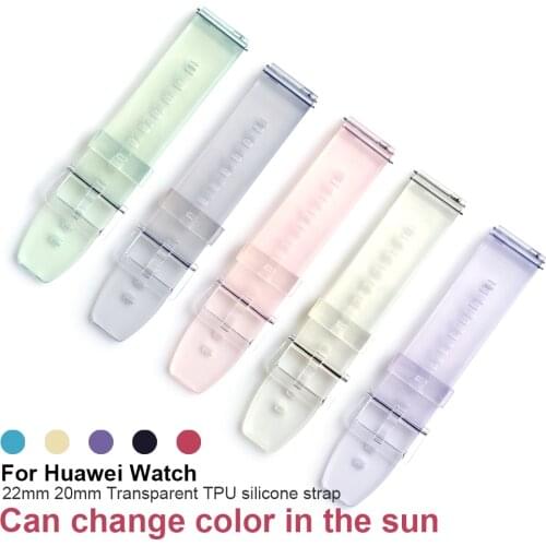 Transparent Silicone Strap For HUAWEI WATCH 3 Pro/GT 2 42mm 46mm Band For HONOR MagicWatch 2 WatchBand Bracelet Changeable color