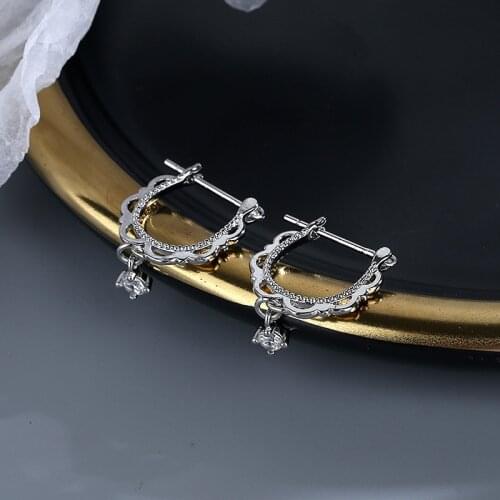 Luckydays Hoops Charm Earring For Women Girls Party Jewelry Pendientes Accessories Water Drop Crystals Zircon Brincos