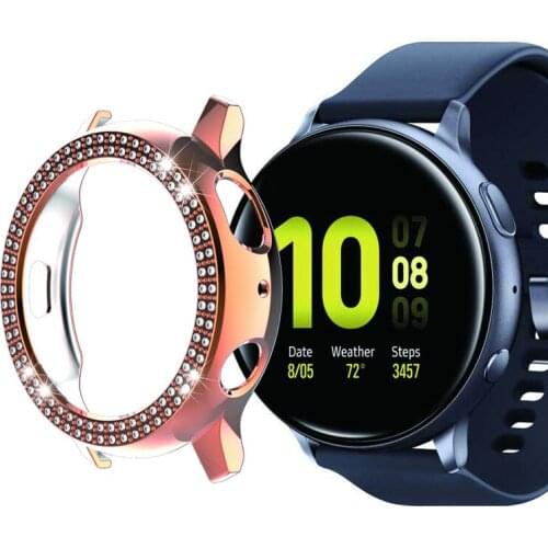 Bling Diamond PC Watch Case for Samsung Galaxy Watch Active 2 44mm 40mm Cover for Active2 Band Full Screen Case Bumper Shell
