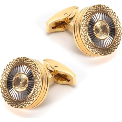 High Quality Shirt Cufflinks for Men Round Bronze Vintage Pattern Metal Cuff Links Gift for Wedding Birthday