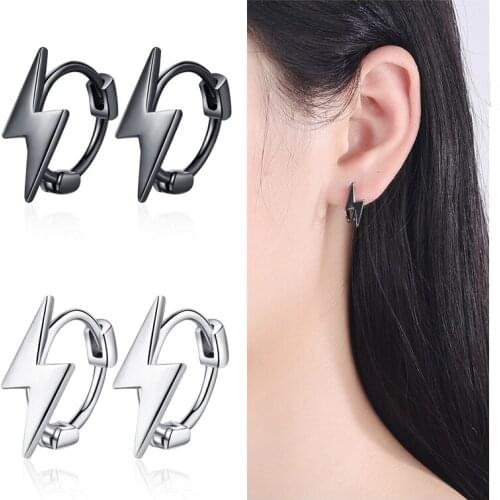 New Arrival Princess Black Lightning Hoop Earrings For Women Jewelry Trendy 925 Sterling Silver Earring Female Accessories Gift