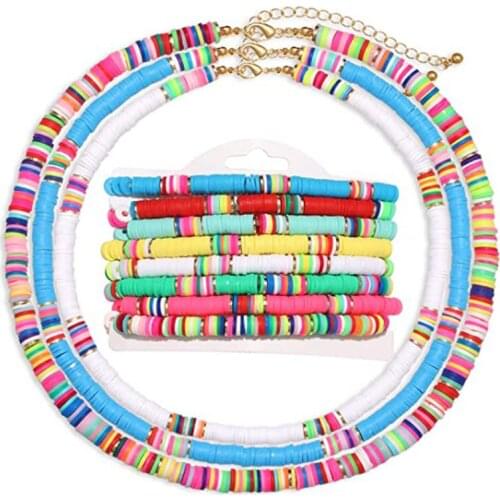 Bohemain Polymer Clay Choker Necklace Ethnic Short Neckless For Women Handmade Summer Beach Jewelry Collier Femmel Gift