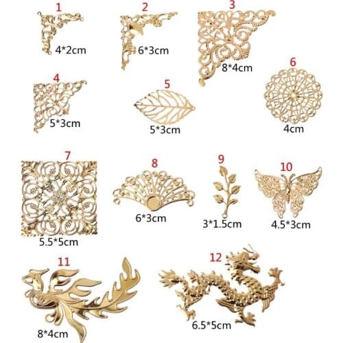 Gold Butterfly Dragon Leaves Epoxy Resin Mold Thin Copper Fillings DIY Jewelry