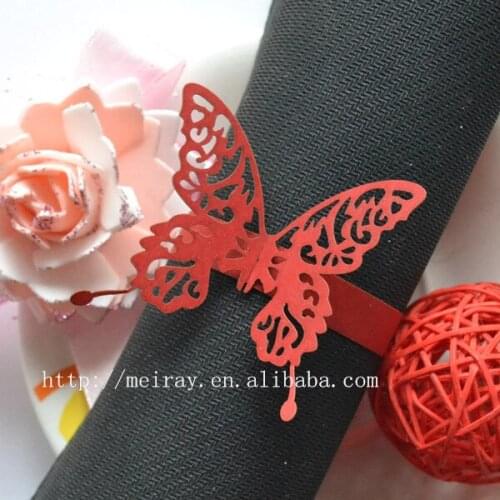 100pcs Fancy Butterfly Design Napkin Rings Holders of Wedding Christmas Decor Favors