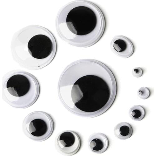 200PCs 5mm/7mm/10mm/12mm/15mm Mixed Round Googly Eyes Self-adhesive DIY Scrapbooking For Teddy Bear Stuffed Toy Doll Accessories