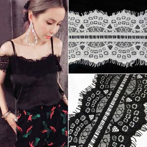 3meters Black/White underwear accessories eyelash lace ribbon Width 10.5cm DIY hollow childrens lace trims african lace fabric