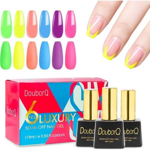 6color Gel Nail Polish Soak Off UV Gel Semi Permanent Nail Art UV Gel Varnish Led Cured 15ml Nail Polish For Nail Art Design