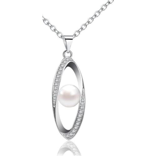6032 Sterling Silver 925 Eye Pendant Necklace Pearl Necklace for Women 925 Sterling Silver Pearl Necklace