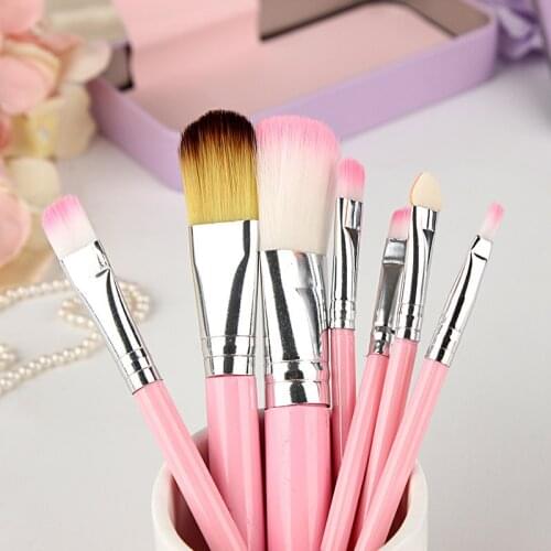 7pcs Girl Makeup Cartoon Soft Brush Set Toys Hair Eye Brush Shadow Foundation Beauty Fashion Cosmetic Set Children Gifts