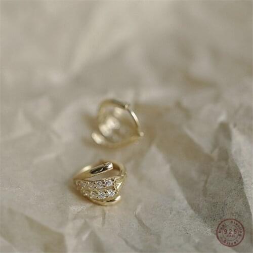 925 Sterling Silver French Simple Pavé Crystal Ear Bone Clip Without Pierced Light Luxury 14k Gold Plating Jewelry Gift