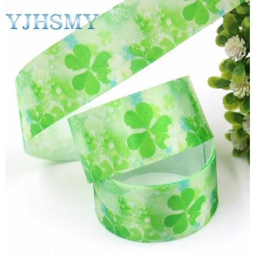 YJHSMY I-181208-296,25mm 10yards Four-leaf clover satin ribbons,clothing Accessories,party decoration,DIY handmade materials