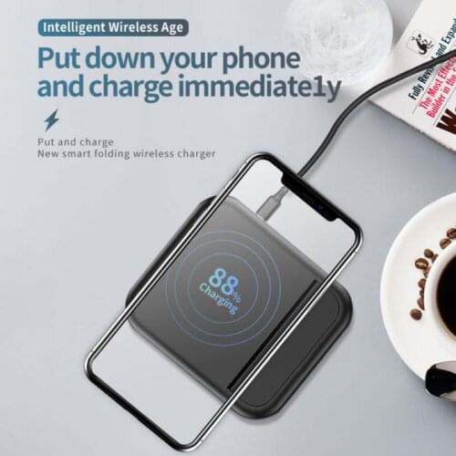 Qi Wireless Charger Foldable Stand Holder Fast Charging Pad Dock For IPhone Samsung Huawei Android IOS Universal Phone Charger