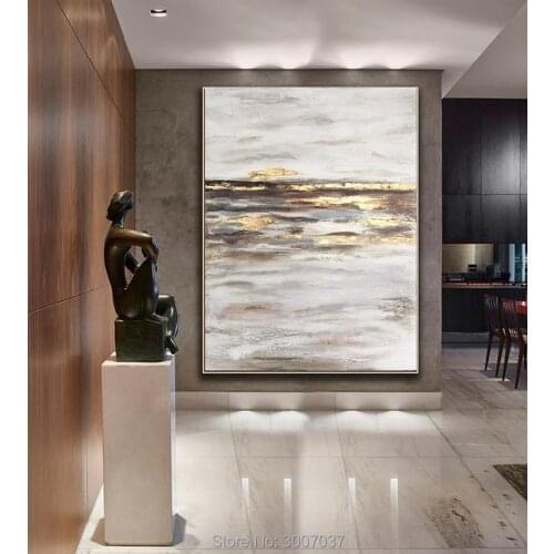 Large Abstract brown Oil Painting Gold Paintings Texture Art oil Painting On Canvas For home Living Room modern Art Painting