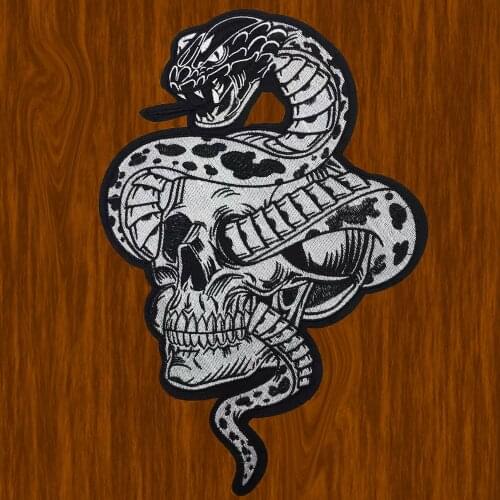 Large Embroidery Skull Head Patches Iron On Stickers For Jacket Back Decoration Badges Stripe