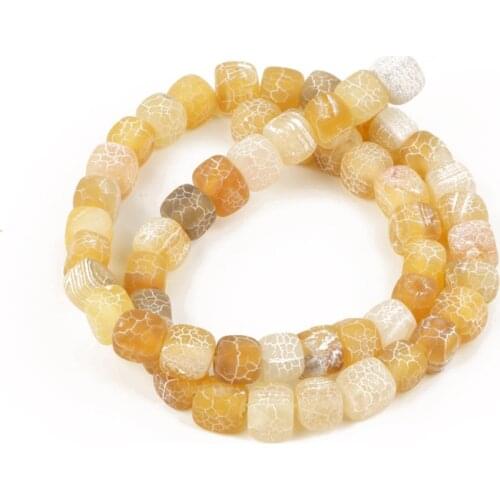 Wholesale Square Dragon Veins Frost Cracked Dream Fire Gray Natural Stone Beads 8mm for Jewelry Making Accessories Bracelet DIY