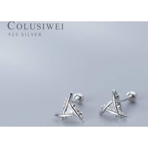 Colusiwei New Arrive 925 Sterling Sliver Shining CZ Triangle Stud Earring for Women Fashion Wedding Korea Style Fine Jewelry