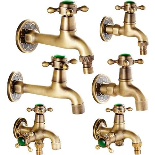 Decorative Outdoor Faucet Garden Bibcock Tap Natural emerald Bathroom Washing Machine Mop Tap Brass Bathrrom Faucet Antique