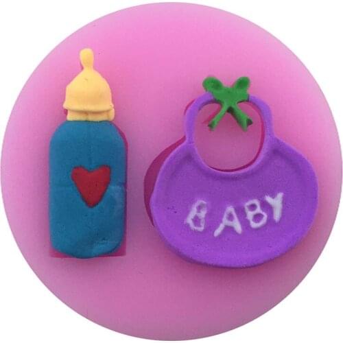 Baby Saliva pocket and bottle silicone mold chocolate fondant cake decoration baking tool F0725