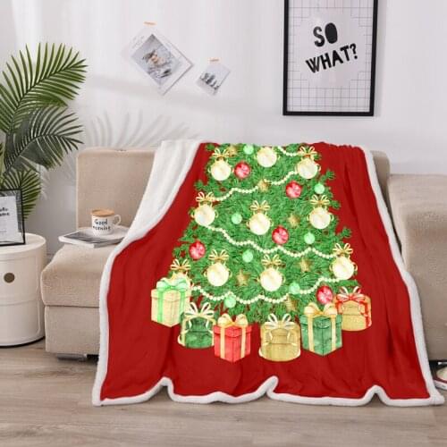 Fanaijia Double layer fleece throw blankets for sofa blankets Christmas tree warm faux fur blankets for beds winter couch