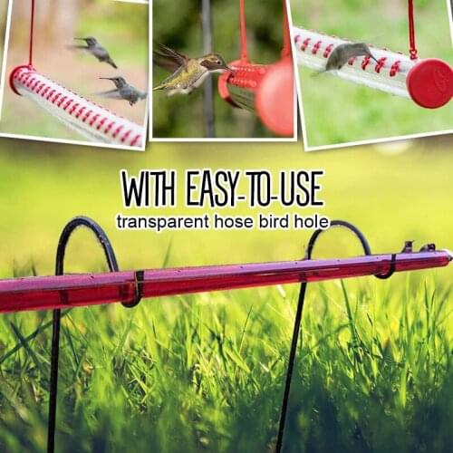 16" Transparent Birds Feeding Pipe with Hole Outdoor Bird Feeder Garden Hummingbird Feeder Wild Bird Seed Feeder Bird Supplies