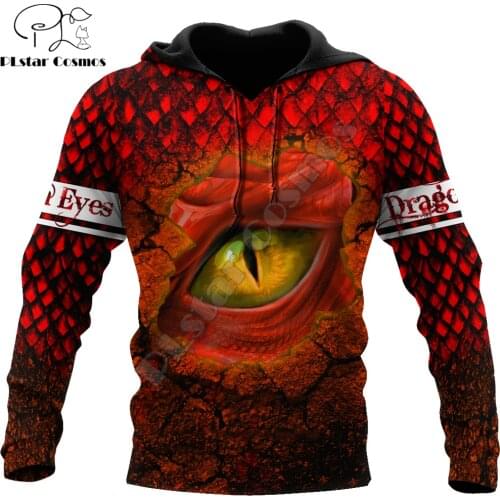 Beautiful Dragon Eye Red 3D All Over Printed Men Hoodie Autumn and winter Unisex Sweatshirt Zip Pullover Casual Streetwear KJ424