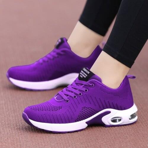 Fashion Women Sneakers Purple Red Spring Black Women Shoes Mesh Breathable Trainers Casual Shoes Knitted Platform Tenis Feminino