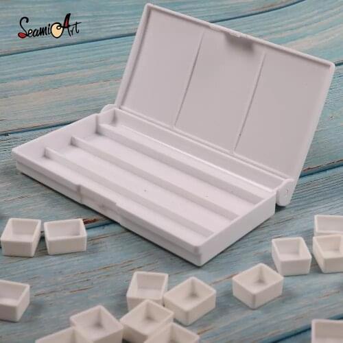 SeamiArt 12/24Grid Watercolor Palette Empty Palette Painting Paint Tray Box for Watercolor Oil Acrylic Paints