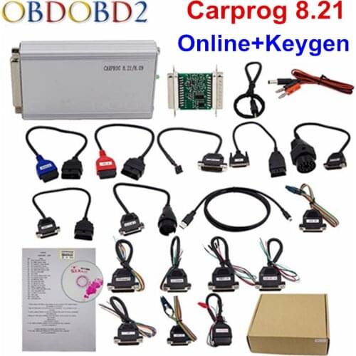 Best Quality Carprog Full V8.21 OBDII ECU Chip Tuning Tool Online Version with All 21 Adapters Much More Authorization DHL Free