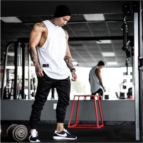 Workout GYM Tank Top Muscle Fitness Sports Vest Basketball Running Loose Elastic Sweat-Absorbent Breathable Sleeveless T-Shirt