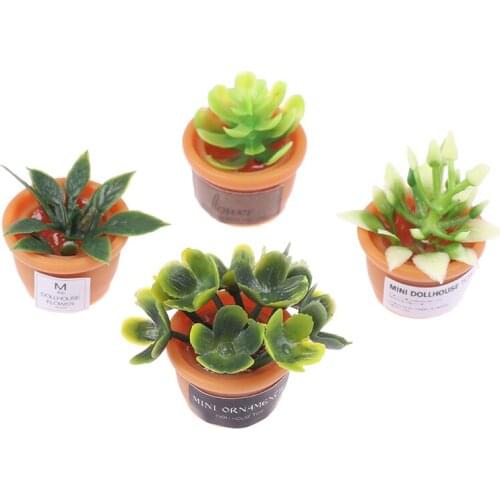 4Pcs/lot Dollhouse Miniature Green Mini Potted For Green Plant In Pot
