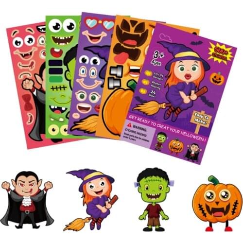 Pack of 25Sheets DIY Sticker Book Easy Peel Off Sticker Static Scene Sticker Self-Adhesive Stickers for Halloween Party 69HE